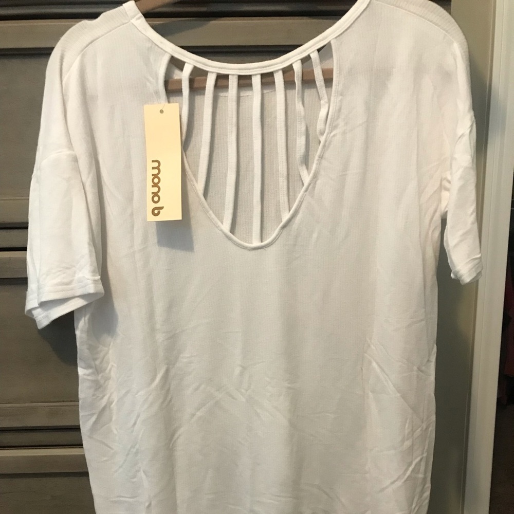 NWT Mono B white strappy back top. Size small